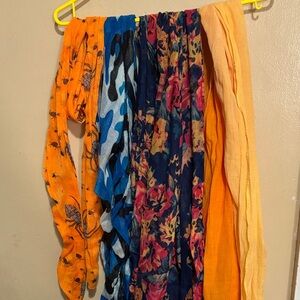 4 Floral and Solid Multicolor scarf Collection